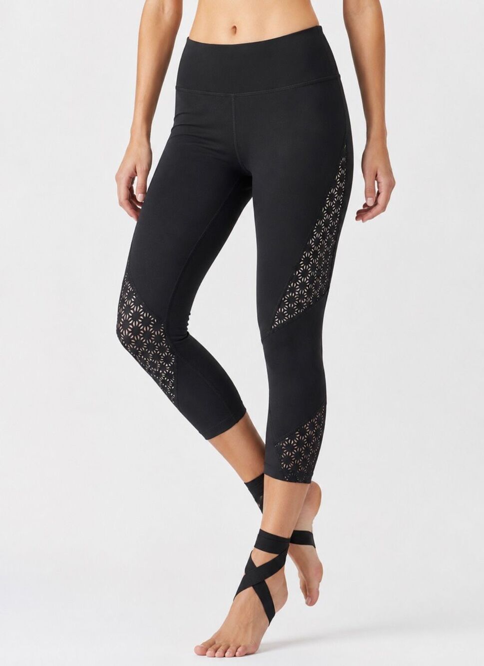 Champion C9 Black Geometric Mesh Cropped Leggings Women’s XS Workout Capri Pants